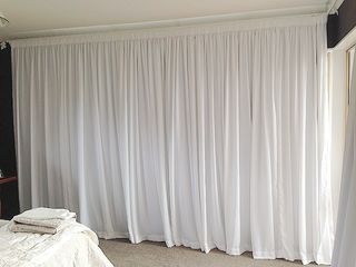 Pencil pleat curtains on 25mm rod
